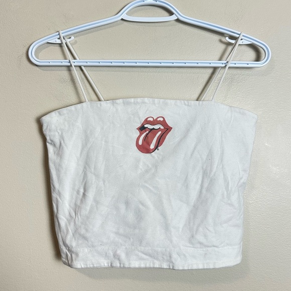 American Eagle Outfitters Tops - American Eagle Size L White Tube Top with Red Tongue Logo